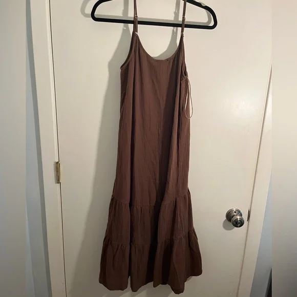 tank maxi dress brown Layered Tank Dress, Brown – SourceUnknown main image 1